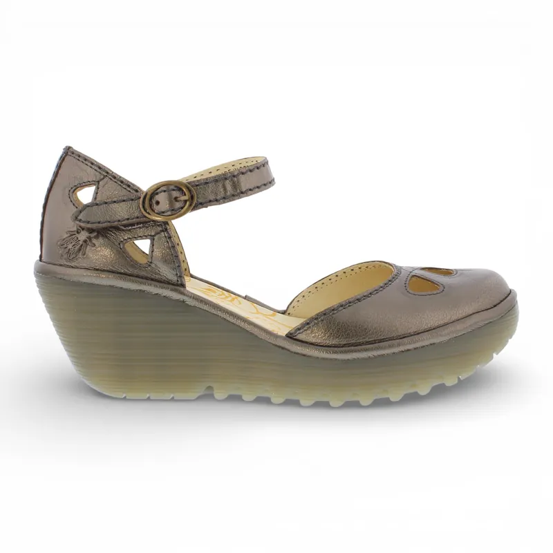 Fly London Yuna Leather Wedge Sandals - Infinity Leather