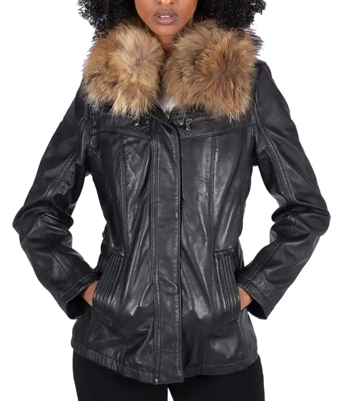 Leather Short Coat With Hood - TruClothing