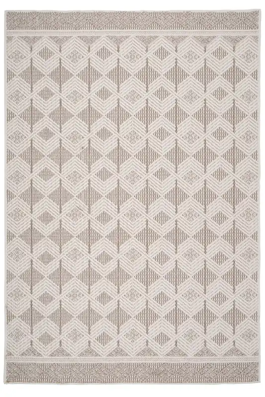 Neutral Beige Tribal Looped Pile Living Area Rug - Kukoon