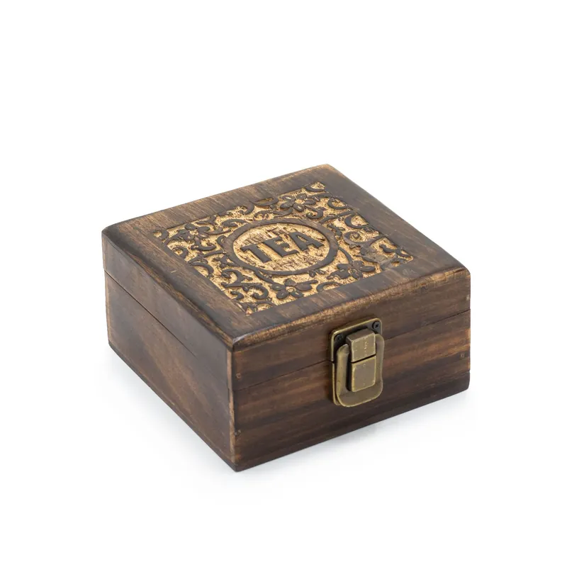 Mango Carved Tea Box (4 compartments) - KDMD