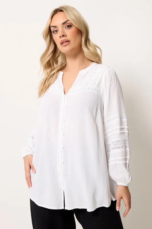 Notch Neck Crochet Blouse - Yours
