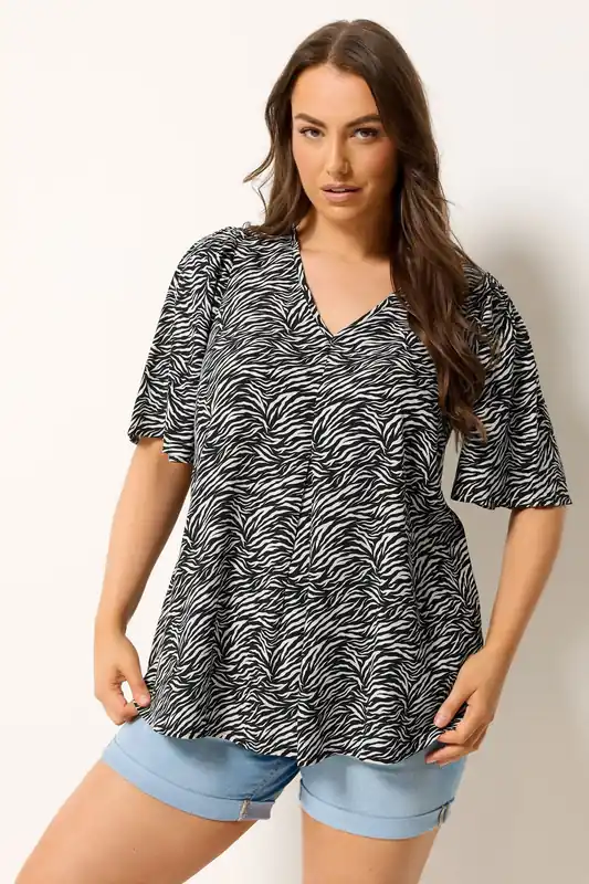 Zebra Notch Neckline Blouse - Yours
