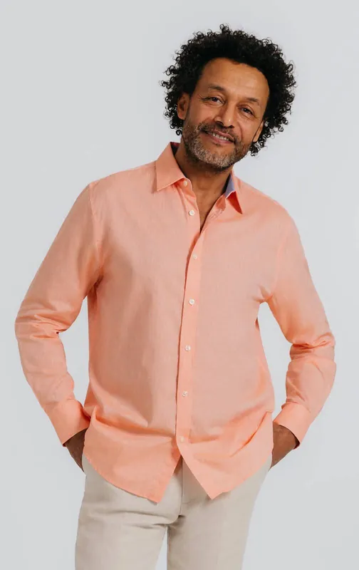 Orange Linen Shirt - Dobell