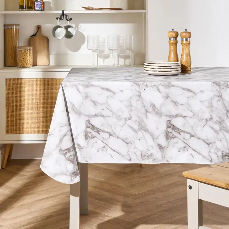 Marble Effect Tablecloth PVC Table Protector Home Decor Tableware - OHS
