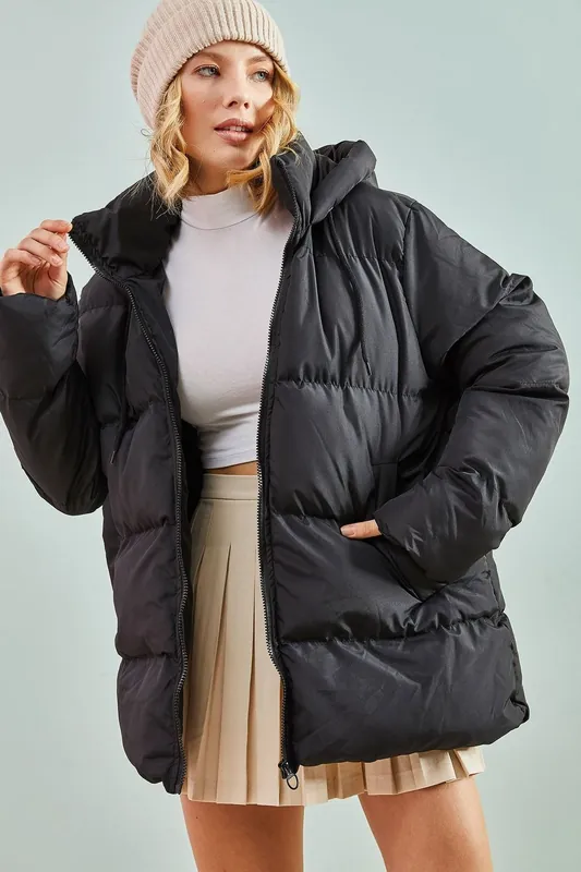 Hooded Thick Puffer Down Coat - Bianco Lucci