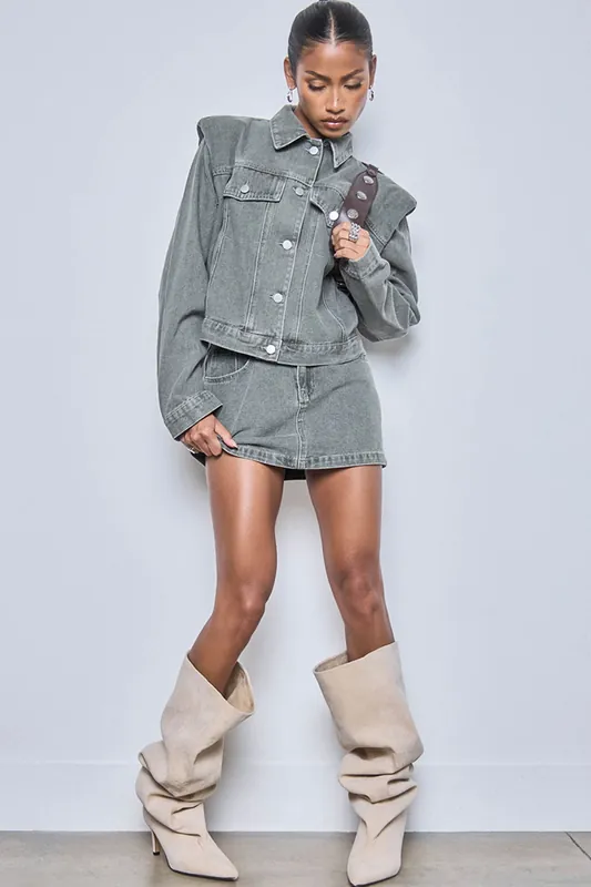 Denim Low Rise Mini Skirt - EGO