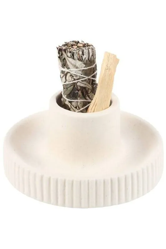 Cream Ribbed Smudge Bowl - KDMD