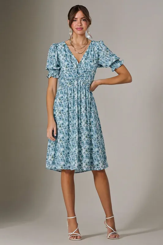 Puff Sleeve Midi Dress - Jolie Moi