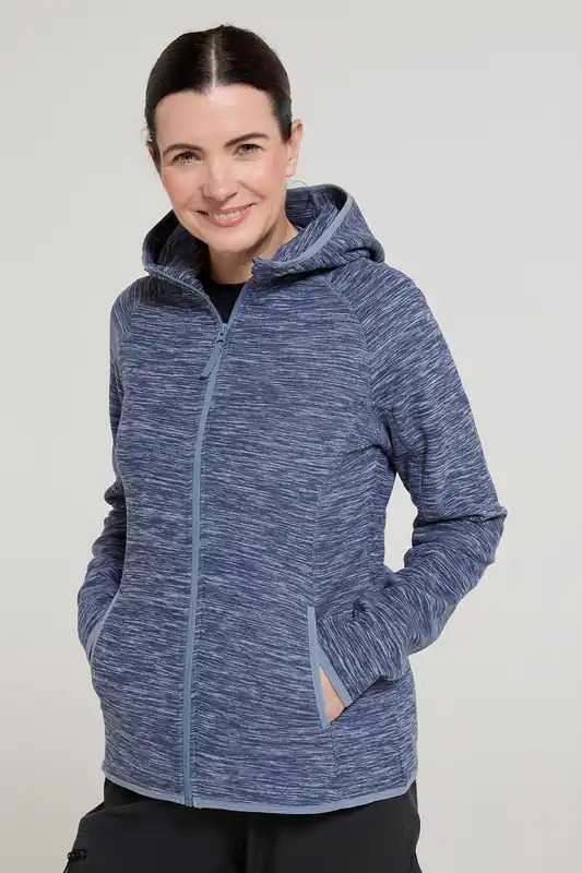 Lleyn Melange' Breathable Full Zip Antipill Hooded Fleece Jacket - Mountain Warehouse
