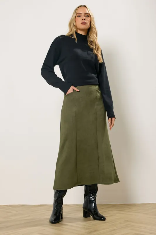 Tall Faux Suede Midi Skirt - Long Tall Sally