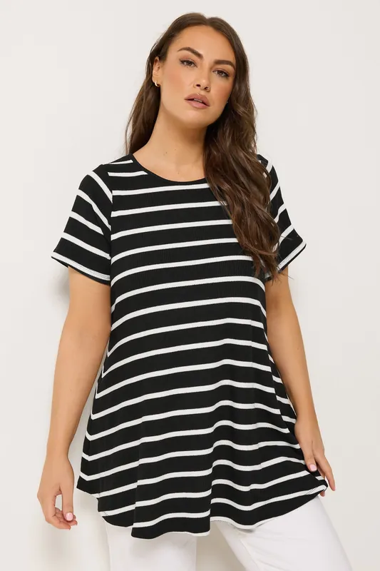 Ribbed Stripe Swing T-Shirt