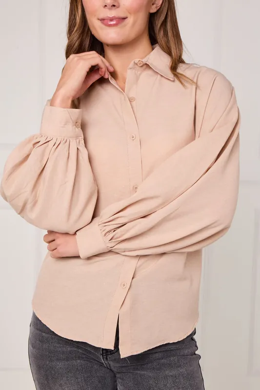 Beige Batwing Blouse - ELAINA FASHION