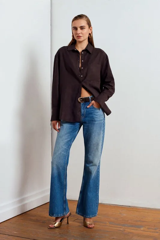 Low-Waist Flare-Leg Jeans
