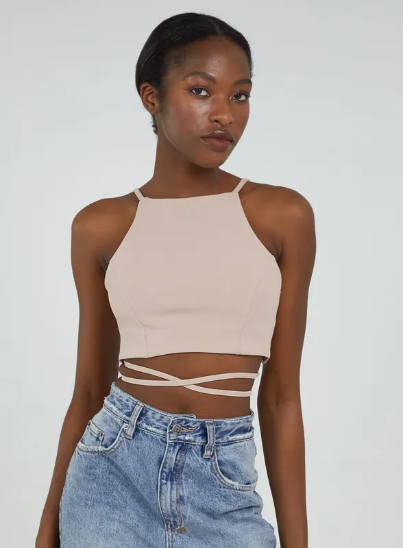 Tie Back Crop Top - Pink Vanilla