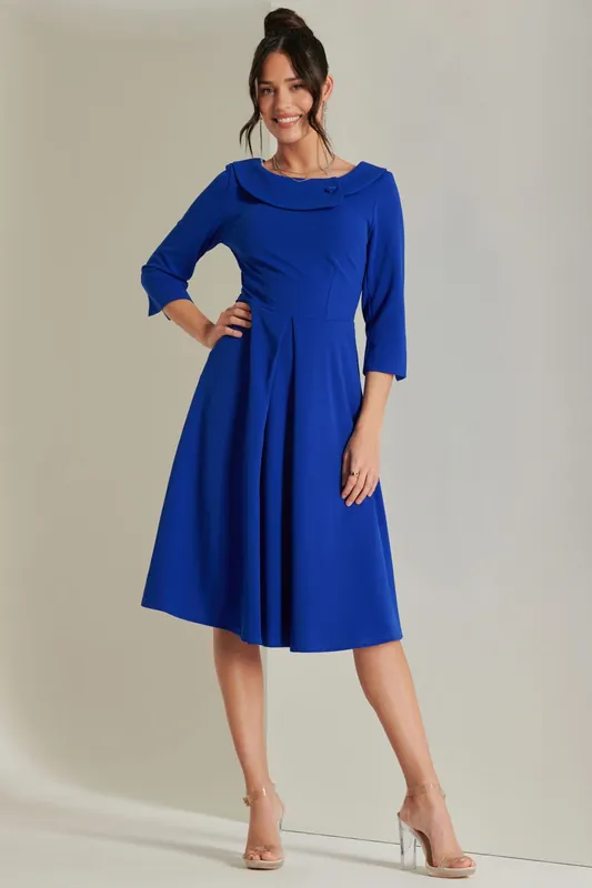 Fold Neckline Sleeved Midi Dress - Jolie Moi