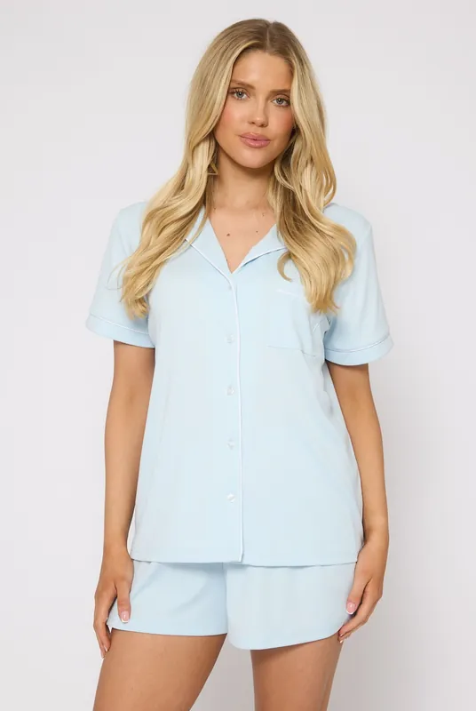 Super Soft Jersey Rib Traditional Short Sleeve Set - Loungeable