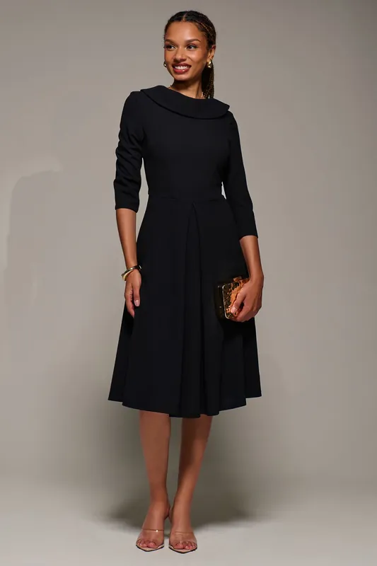 Roll Neck Fit & Flare Midi Dress - Jolie Moi
