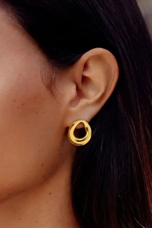 18K Gold Plated Oval Earrings - Serla