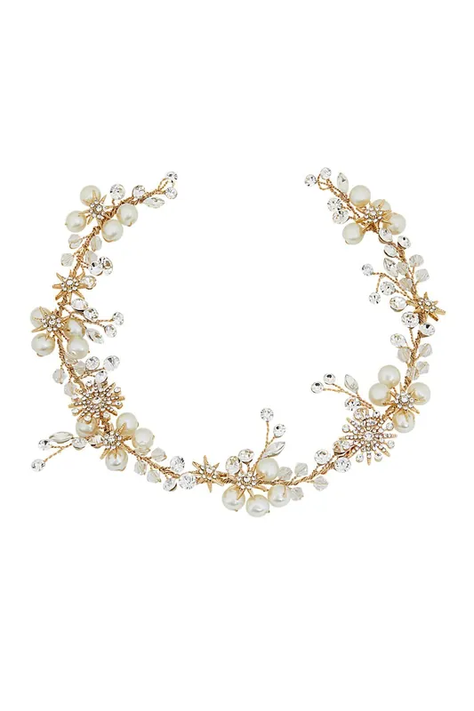 Gold Star And Pearl Hair Vine - Jon Richard