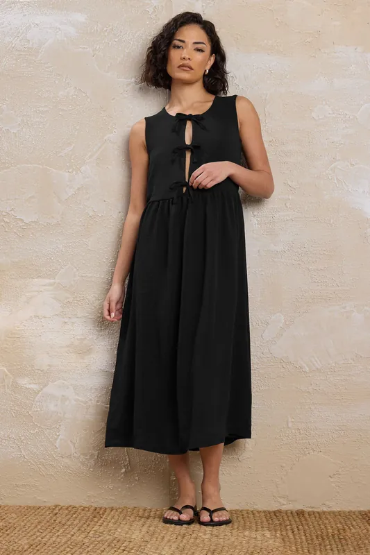 Petite Tie Front Midi Dress - PixieGirl