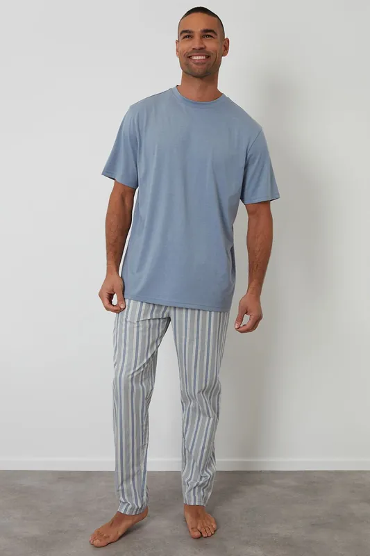 Pyjama T-Shirt & Stripe Bottoms Set