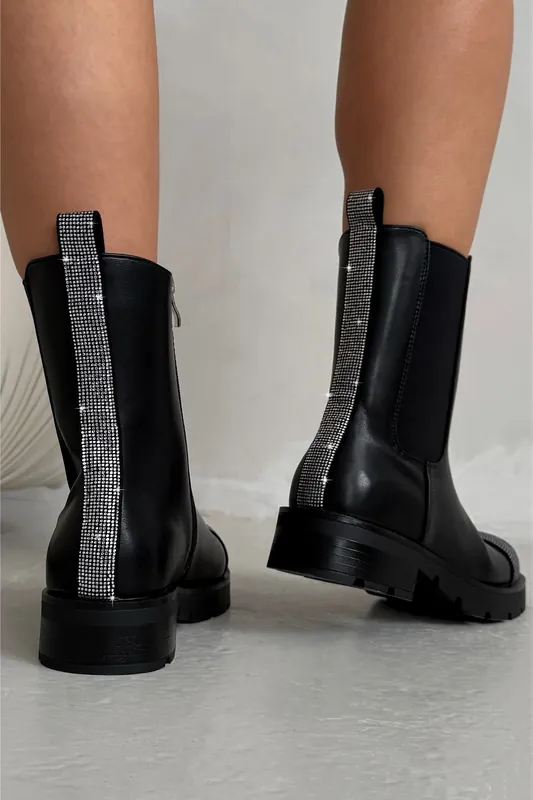 Crystal Eclipse Embellished Toe Chelsea Boots - Love Lemonade