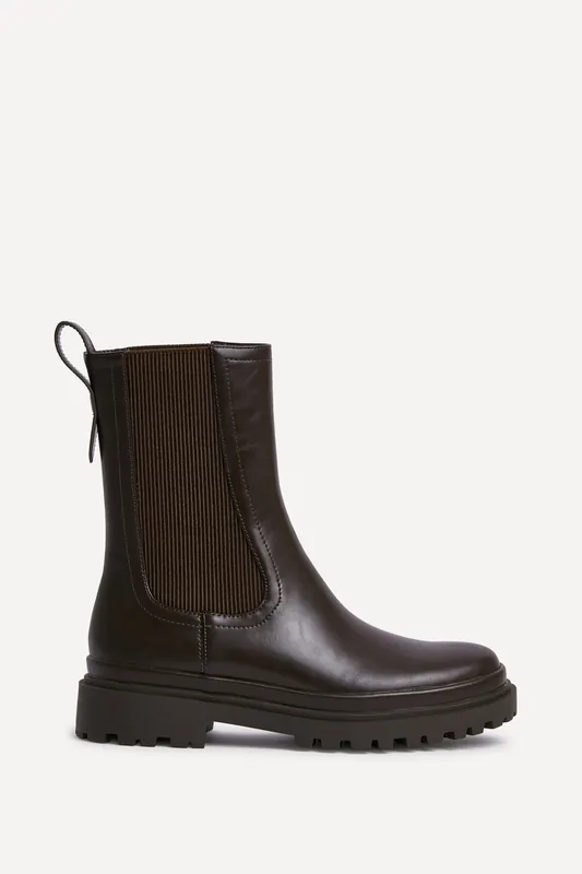 Command Brown Chunky Chelsea Boots - Linzi