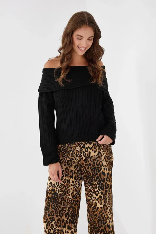 Carmen Collar Off Shoulder Sweater - Hiccup