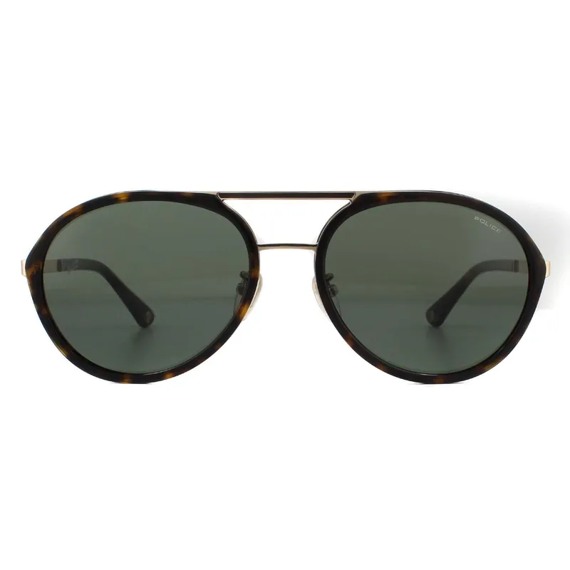 Aviator Shiny Rose Gold Green Sunglasses - Police