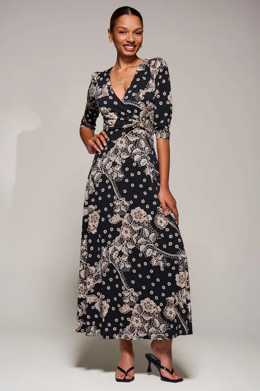 Jersey Ruched Waist Fit & Flare Maxi Dress - Jolie Moi