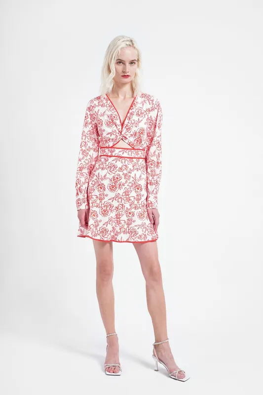 V-Neck Cut-Out Mini-Dress