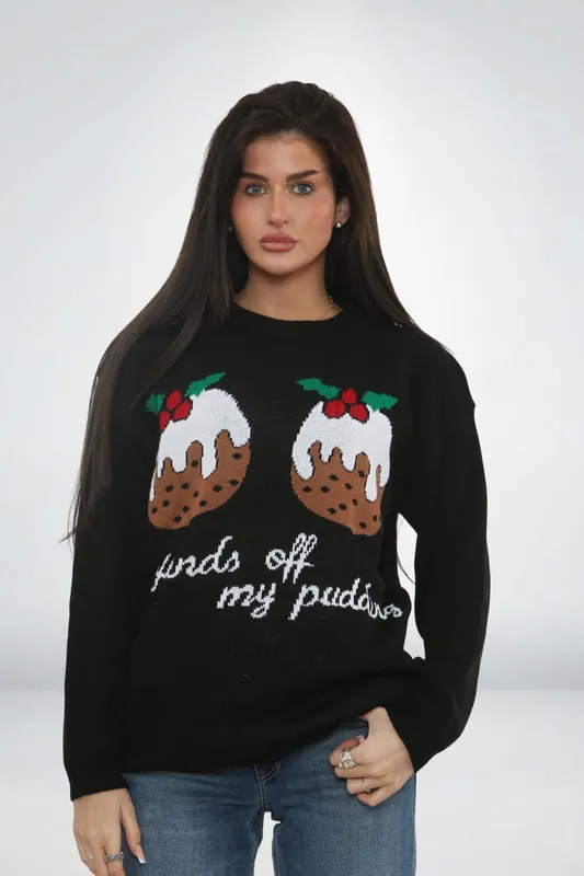 Christmas Pudding Graphic Jumper - Femme Luxe