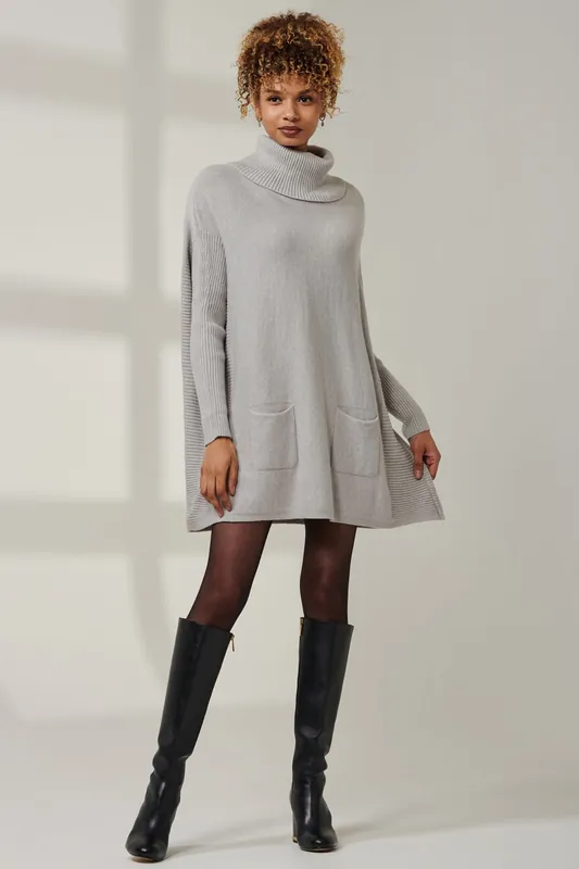 Roll Neck Pocket Front Knit Jumper - Jolie Moi