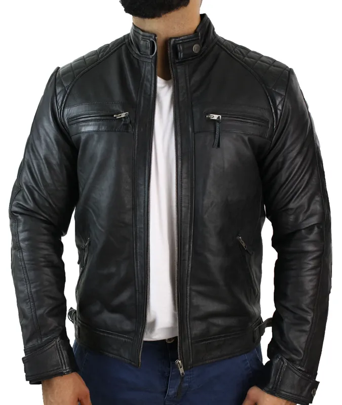 Zipped Soft Leather Short Biker Jacket - TruClothing