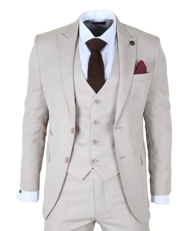 Classic Suit 3 Piece Tailored Fit Vintage Office Wedding Prom - TruClothing
