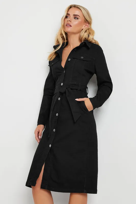 Petite Denim Tie Dress - PixieGirl