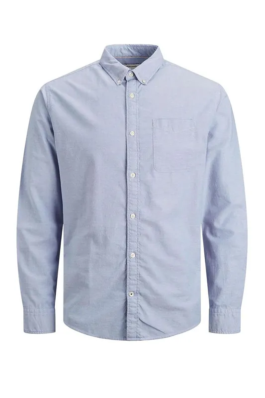 Men's Slim Fit Shirt Long Sleeve Comfortable Cashmere Blue XXL - Jack & Jones