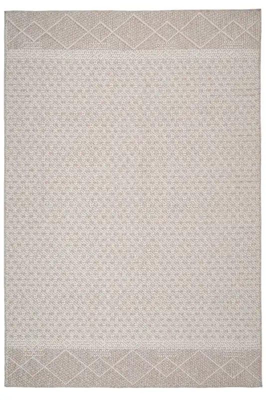 Beige Plush Textured Looped Pile Area Rug - Kukoon