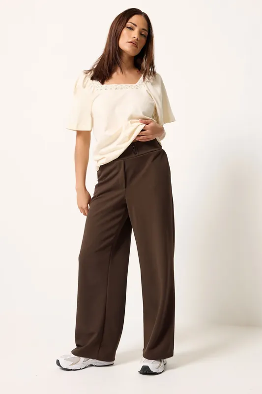 Petite Scuba Wide Leg Trousers - PixieGirl