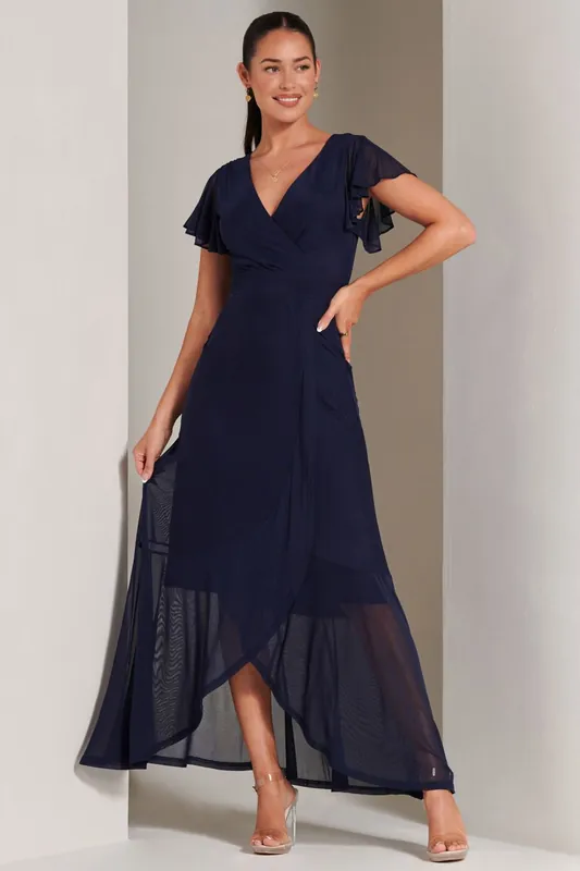 Racquell Plain Frill Mesh Maxi Dress - Jolie Moi
