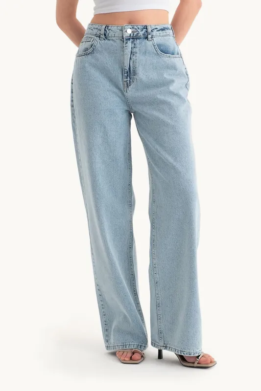 High Waist Wide Leg Jeans - Hiccup