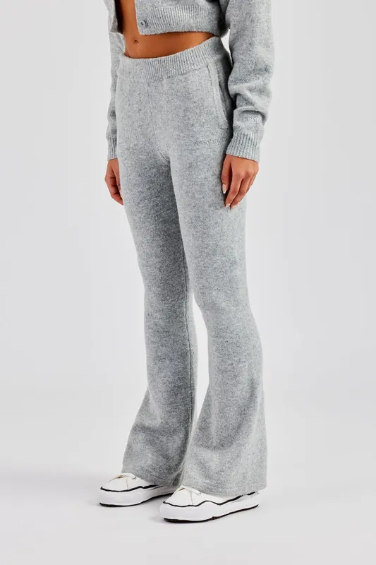 Knitted Flare Trouser - Grey