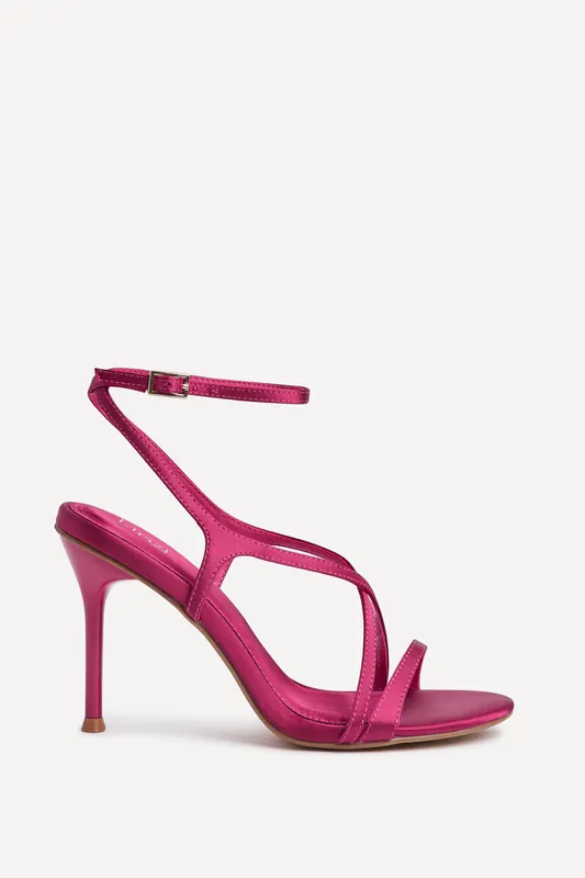 Taliya Fuchsia Satin Strappy Stiletto Heels - Linzi