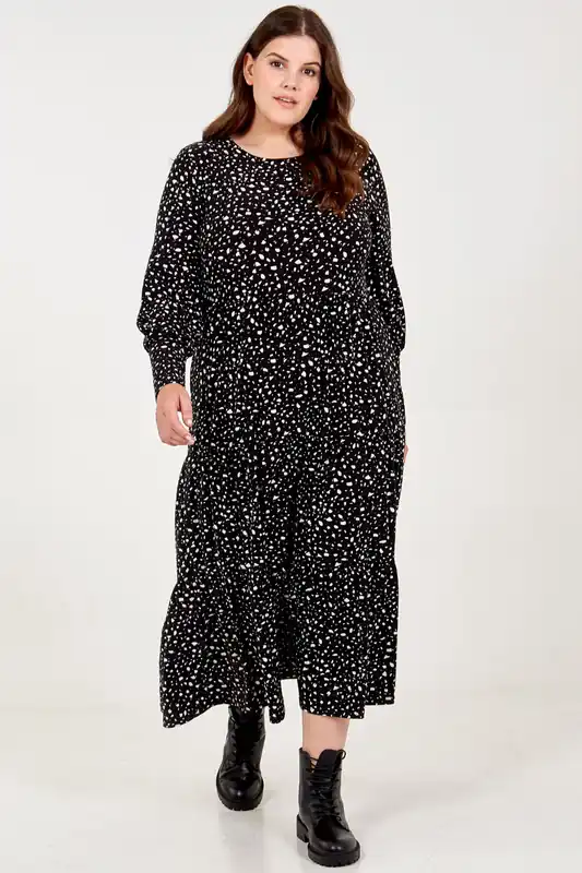 Black Curve Long Sleeve Smock Dress - Blue Vanilla