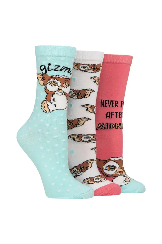 Womens 3 Pair Gremlins Gizmo Cotton Socks - SOCKSHOP