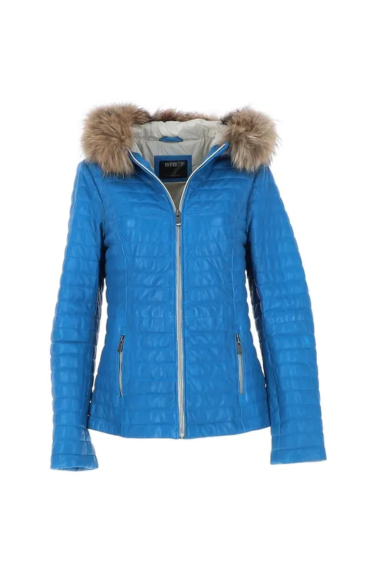 Venezia' Fur Trim Hooded Real Leather Jacket - Ashwood Leather