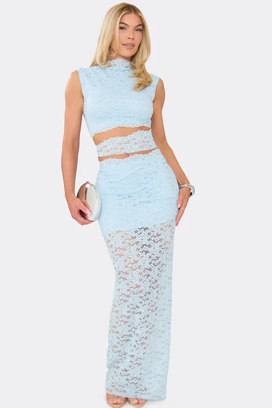 Lace Mid Rise Maxi Skirt - EGO
