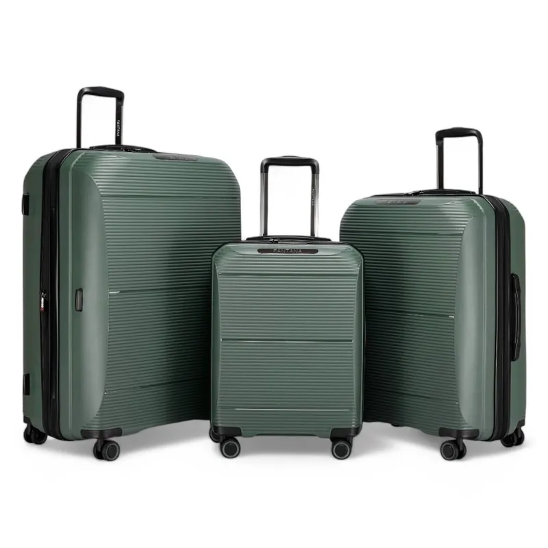 Expandable Hard Shell PP 8 Wheel Luggage Travel Cabin Holiday Bags Suitcase Set - Infinity Leather