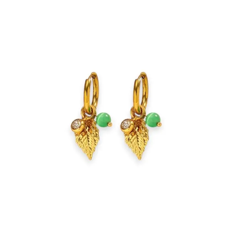 Leaf Charm Gold Huggie Earrings - Liquorish
