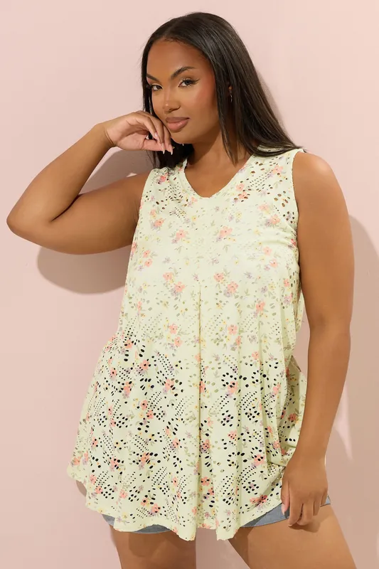 Floral Pointelle Vest Top - Yours